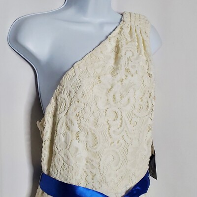 NEW Betsy & Adam One Shoulder Lace Dress 14 Sleeveless A-LIne Cream Ivory | eBay NEW Betsy & Adam One Shoulder Lace Dress 14 Sleeveless A-LIne Cream Ivory | eBay
