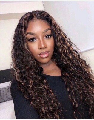 1 Set Water Wave Lace Front Human Hair Wig Wavy Wig For Women PrePlucked Long
