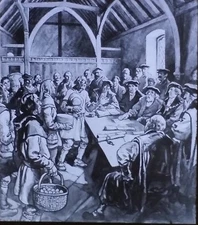 A Manorial Accounting, Magic Lantern Glass Slide, Drawing
