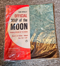 SEALED Vintage Rand McNally 53.5"x48"Office 3D Map of the Moon & FARSIDE