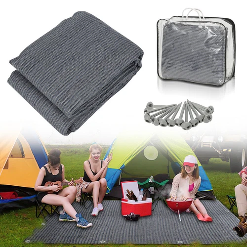 Vorzeltteppich mit Heringe Teppich Blau grau HDPE Zeltteppich rutschfest