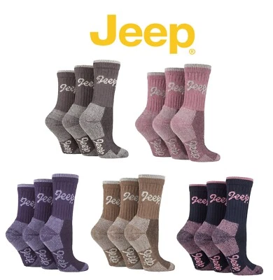 Jeep Womens Luxury Terrain Socks, in Assorted Colours, in Sizes 4-8, 3 Pair Pack