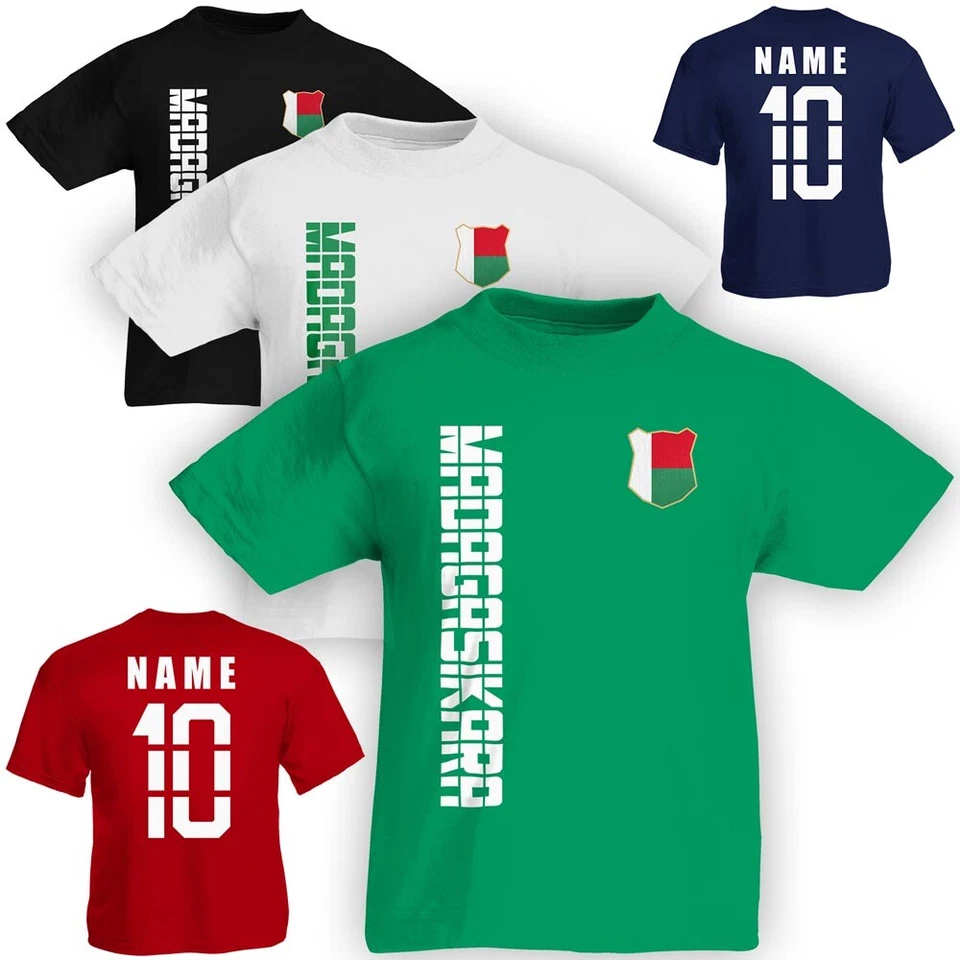 Kinder T-Shirt Trikot Madagaskar Madagasikara inkl. Name & Nummer S M L XL XXL F - Bild 1 von 1