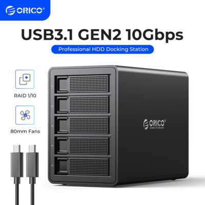 ORICO 5 Bay Hard Drive Enclosure Daisy Chain 10Gbps Type-C HDD Docking