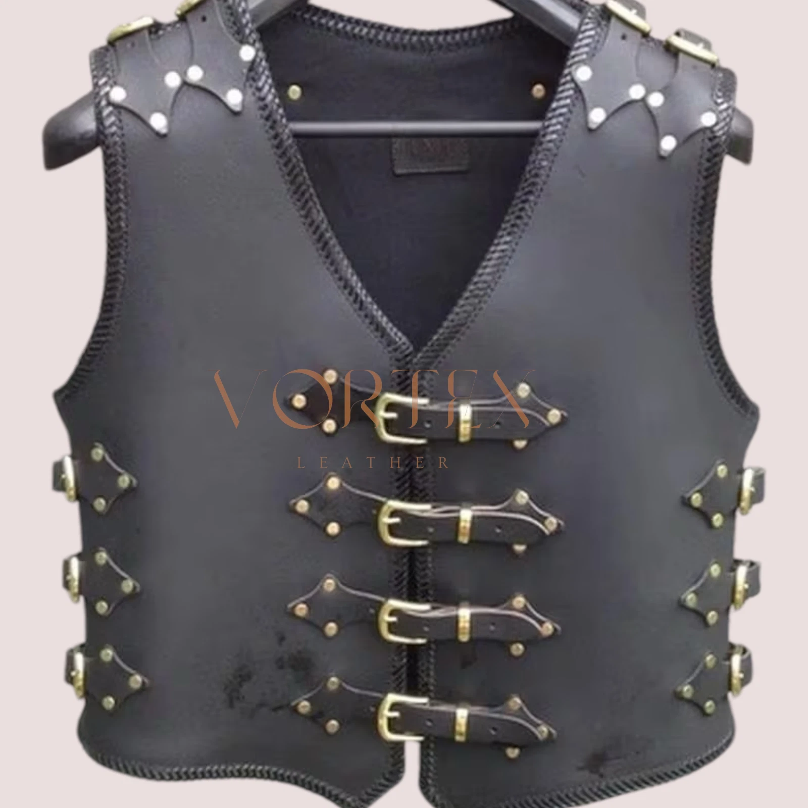 Men's Black Leather Vest Genuine Buffalo Leather biker Australian Club Style