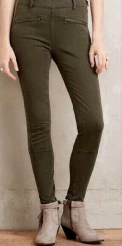 ¡Nuevo! Pantalones de mezclilla ajustados 24 25 Anthropologie verde pilcro moto cremallera al tobillo  - Imagen 1 de 12