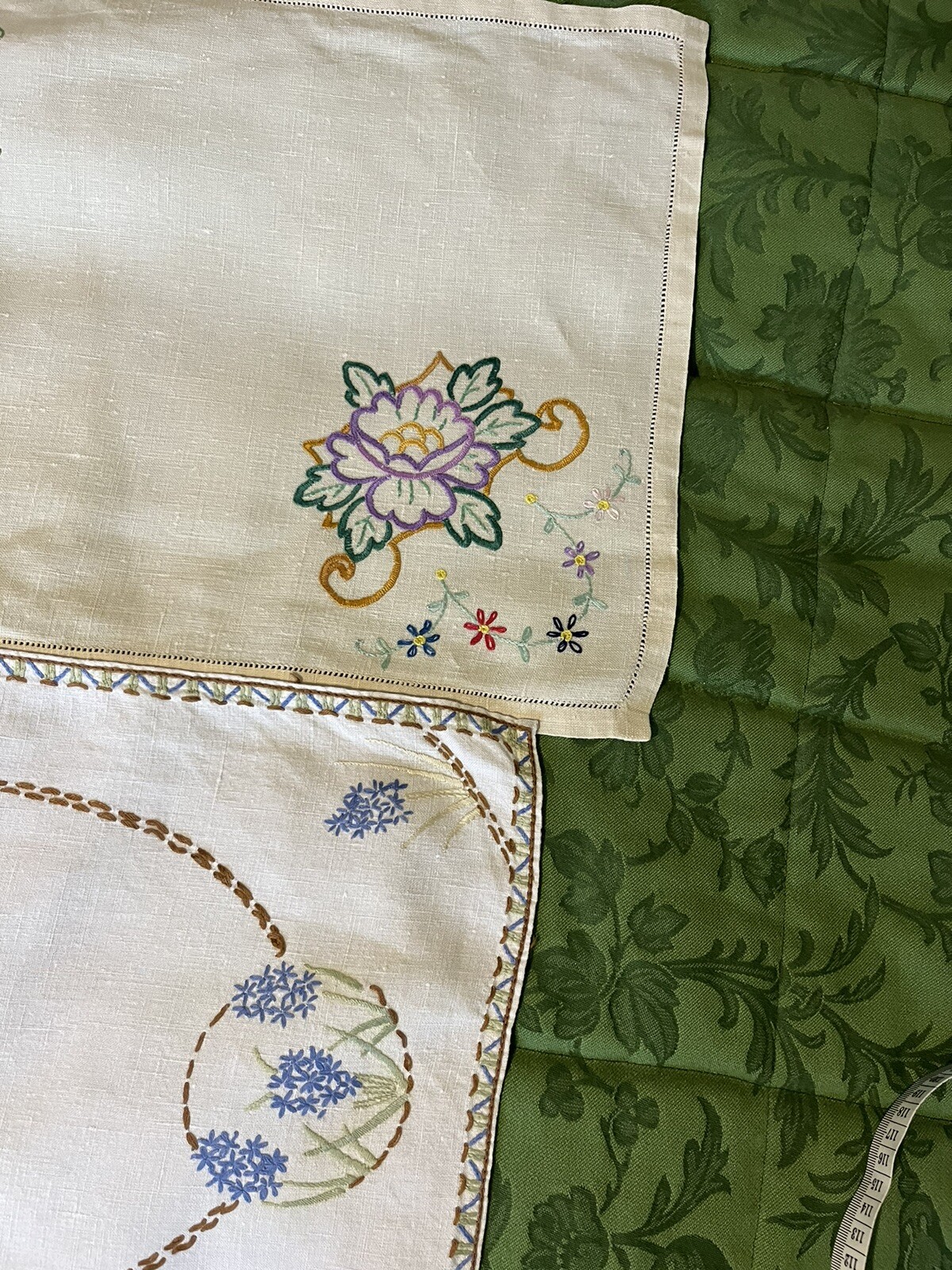 Selection 3 Hand Embroidered Linen Tray Cloths eBay