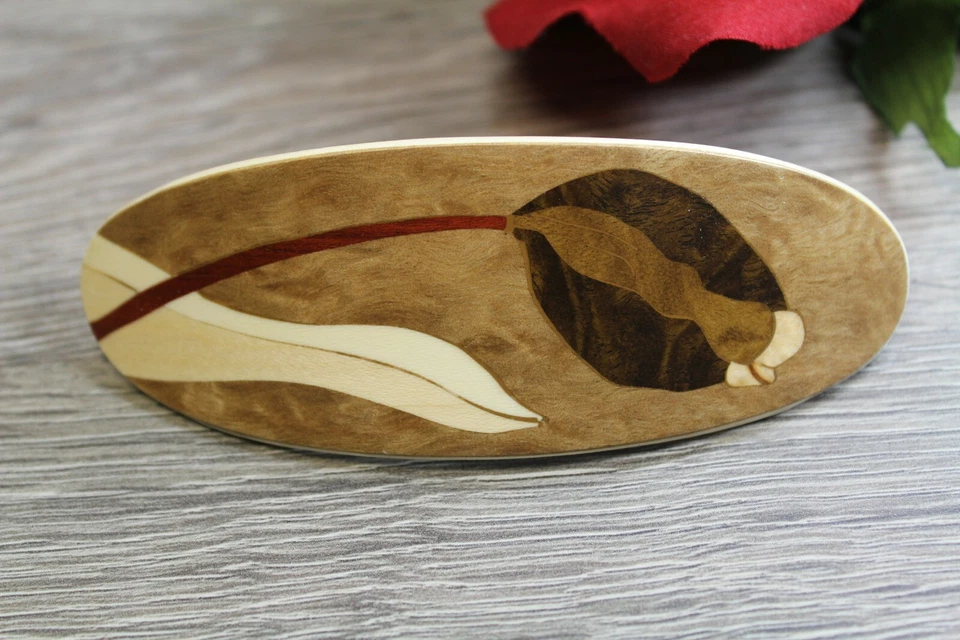 Pinza de pelo pasador francés mujer moda flor marrón hecho a mano en EE. UU. Foto 2 de 4