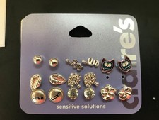 Claire's sensitive solutions silver earrings 8 pair NEW