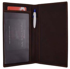 RFID Blocking Hand Crafted Hunter Brown Vintage Leather Standard Checkbook Cover