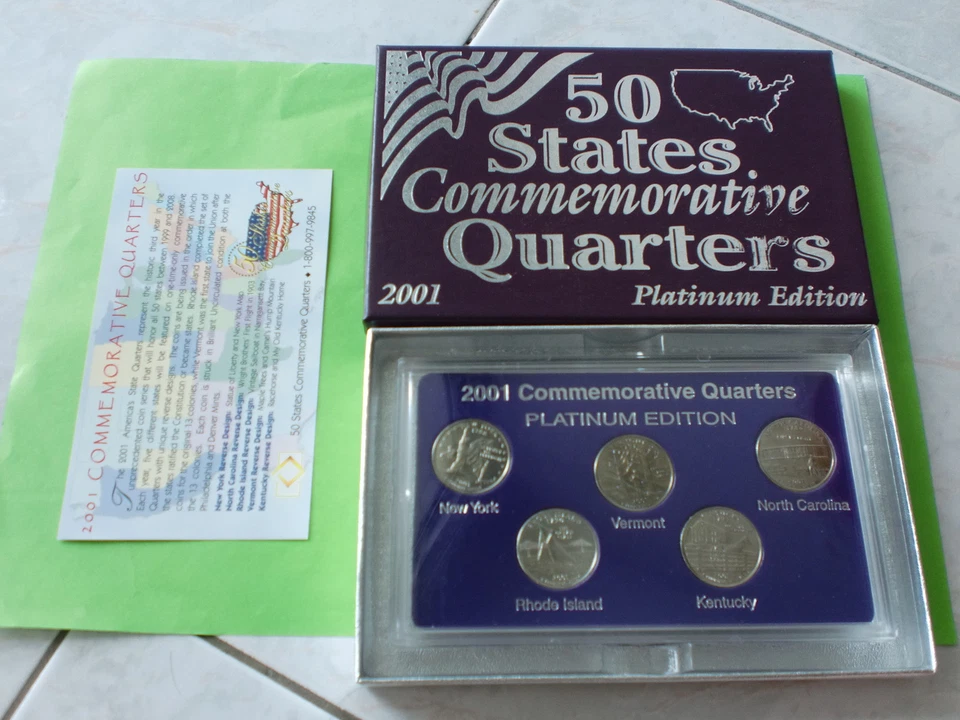 2001 US States Quarters Commemorative, Platinum Edition, 5 coins - Image 4 of 4
