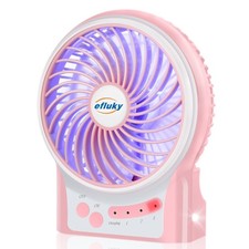 3-Speed Mini Desk Fan with LED Light, Portable USB Fan Quiet for Home, Office...