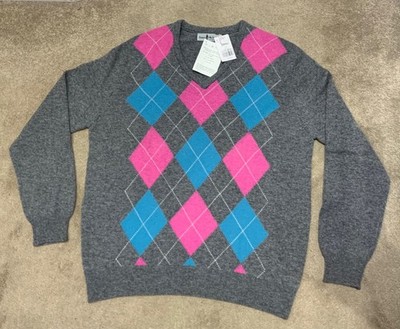 Andrew McDowall/Hawick Knitwear Lambswool Argyle Vee Neck, nagelneu, ungetragen,