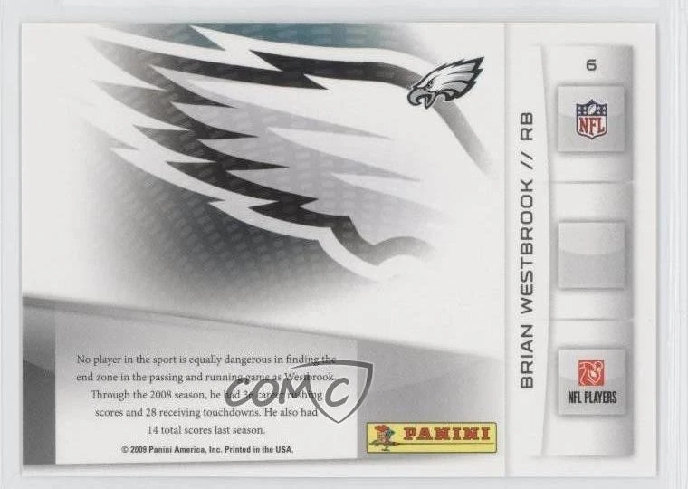 2009 Playoff Prestige Touchdown Sensations Brian Westbrook #6 - Image 2 of 2