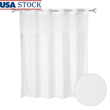 Hookless Split Ring Shower Curtain No Snap Liner Easy Care Mildew Resistant New