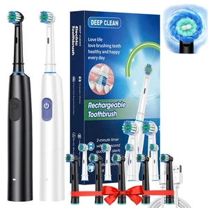 Rotating Electric Toothbrush Rechargeable With 4 Brush Heads 5 Modes Timer USB