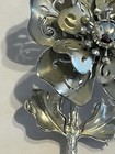 Coro Silver Tone Flower Brooch Raised 3D Designer Pin Signed Vintage Coro Unique — photo 4