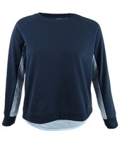 Tommy Hilfiger Women's Woven Trim Sweatshirt L, Sky Captain 