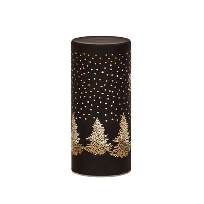 Schwarz LED beleuchtet Weihnachten Nikolaus Schlitten Winter Wald Deko auf Timer
