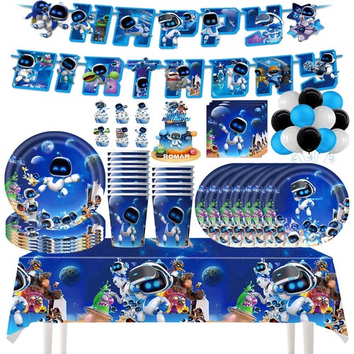 Space Roboty Birthday Party Decor Astro-Boted Set Tableware Tablecloth Cup Ballo