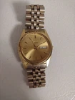 Seiko Men's Vintage 7N43-8119 Dress Day Date Gold Tone Quartz Watch Read Desc