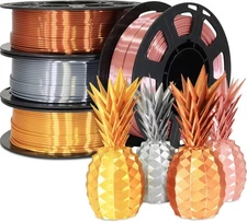 1.75Mm 4 Spools Silk PLA 3D Printer Filament Bundle: Shiny Metallic Gold/Silver/