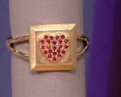 Rarities Carol Brodie Gold Plated Red Diamond Talisman Heart Ring 8 NWT