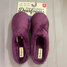 Dearfoams True Comfort Memory Foam Plush Slipper Clogs Medium Purple Slip On New