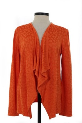St John Knits Jacquard Sweater Wrap Brilliant Orange Size Ex-Petite NWT $995