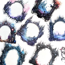 Dark Castle Frame Stickers Junk Journal Collage Scrapbooking