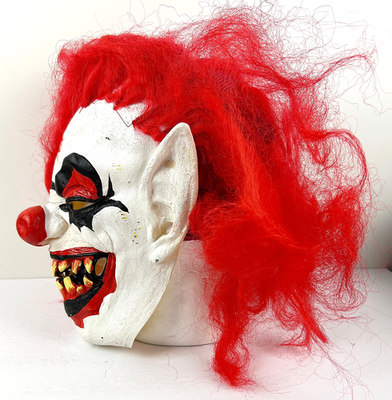 Masque De Clown Effrayant En Latex Adulte - Rouge Et Blanc, Thème Horreur Halloween