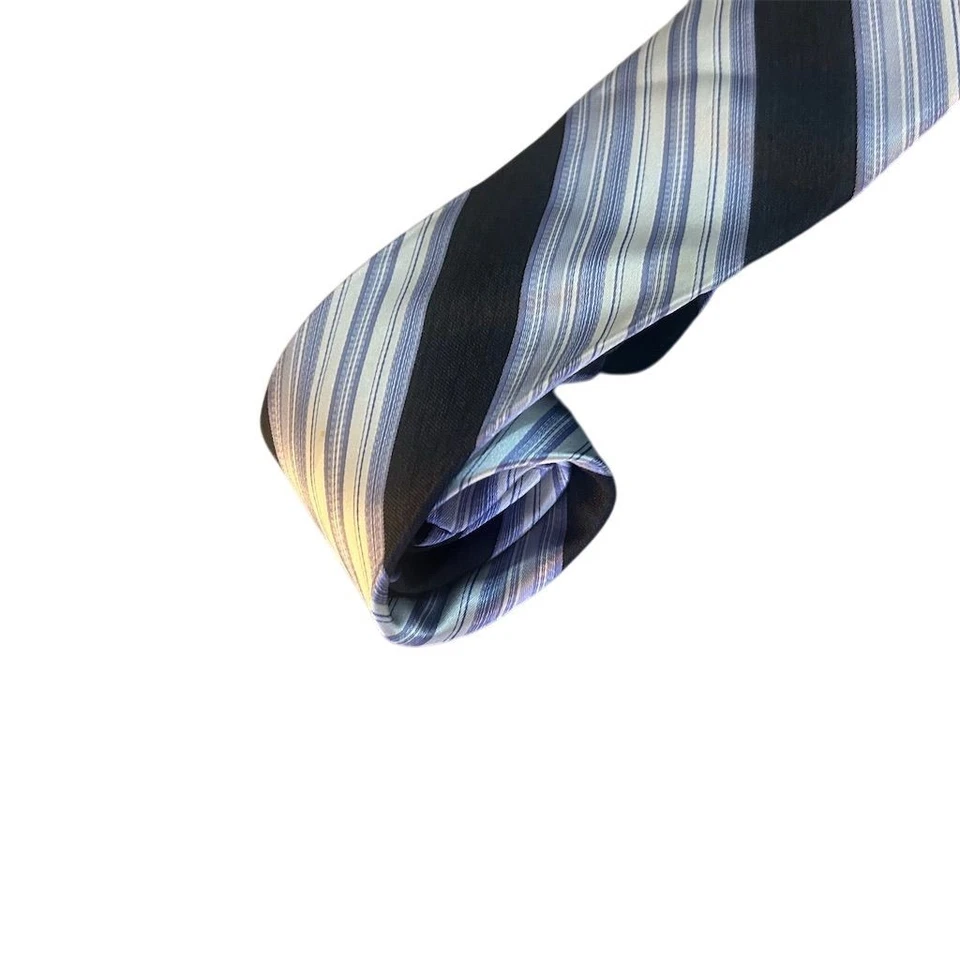 Мужской синий полосатый шелковый галстук Ike Behar New York - Изображение 3 из 4