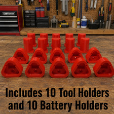 Fits Milwaukee M12 Tool and Battery Wall Mount Holder Red 10 of Each Organizer