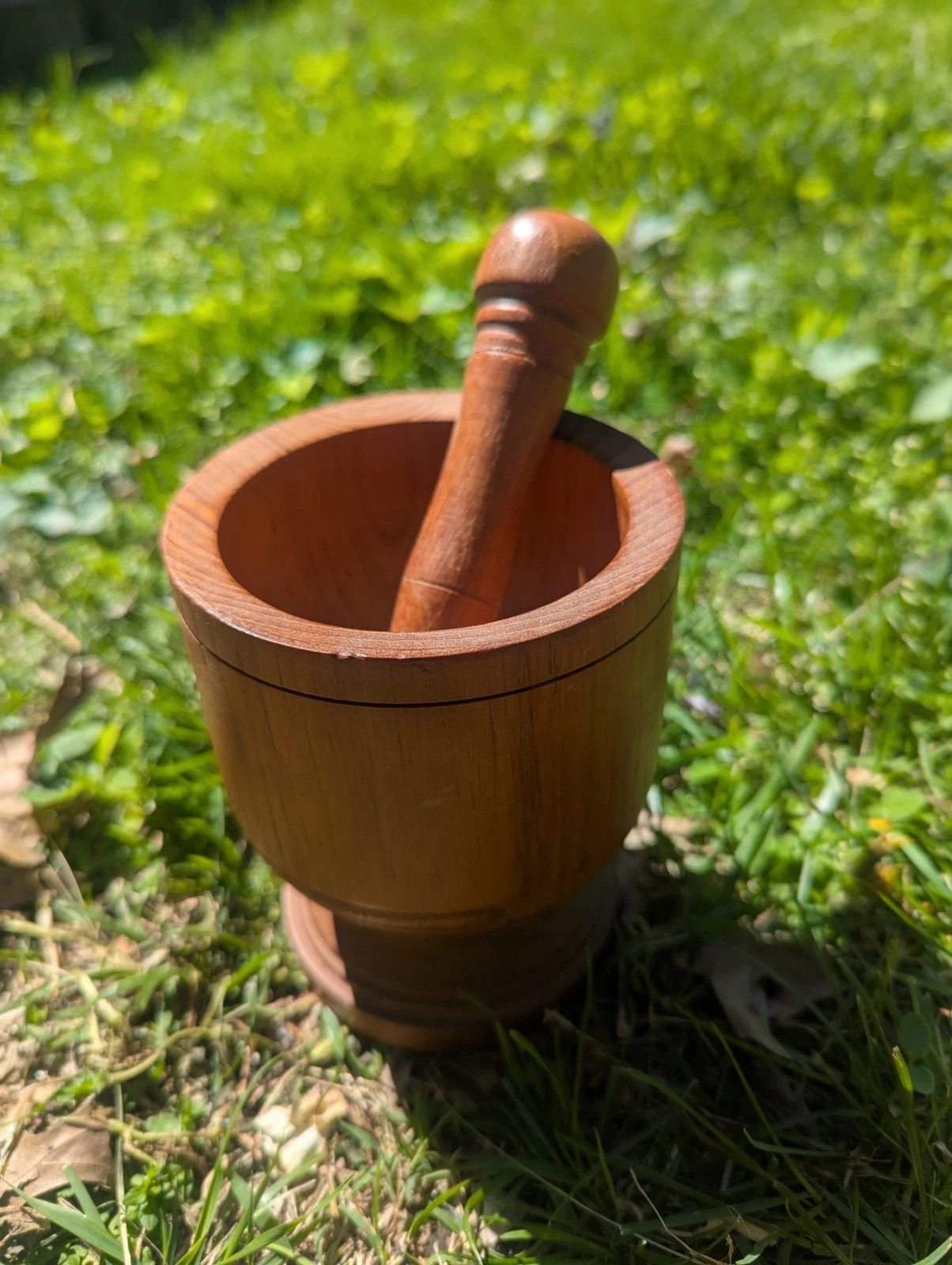Vintage Antique Primitive Wood Mortar And Pestle