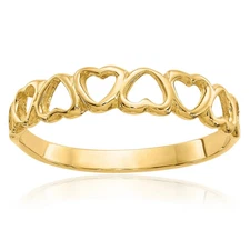 10K Solid Yellow Gold Heart Ring