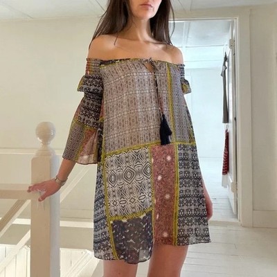 Likely Barrow Patchwork Off Shoulder Mini Dress in Multi NWT Size 0 Retail  $168 | eBay