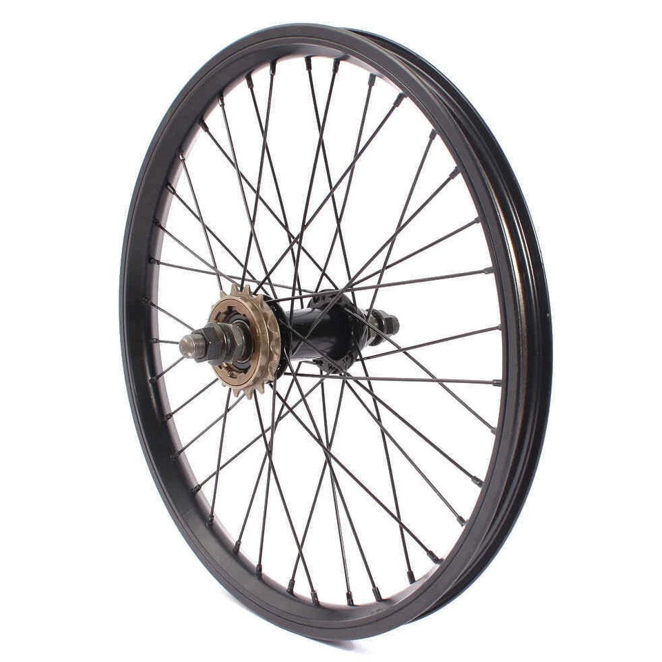 KHE 18 Inches BMX Back Wheel 14mm Black Anodized Aluminium TDI Rim 36 Hole 16z