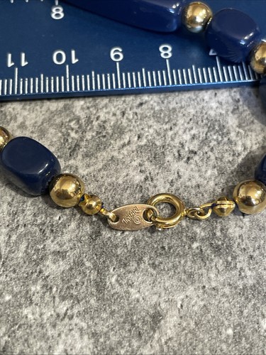 Vintage Trifari Blue & Gold Beaded 24" Necklace Gar4-4 - Picture 5 of 6