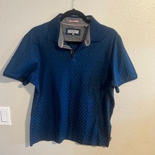 Ted Baker Blue Textured Knit Short Sleeve Polo Shirt Size 4 Large