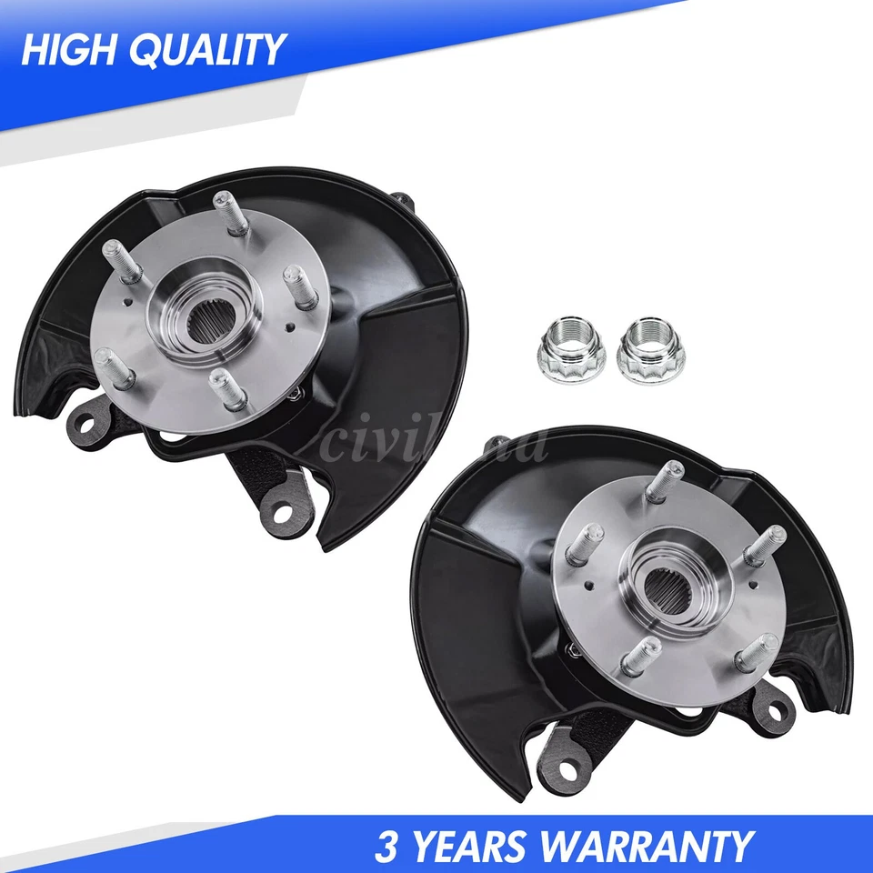 Front Pair Steering Knuckle and Wheel Hub Bearing for 2006 - 2011 Honda Civic Foto 3 de 4
