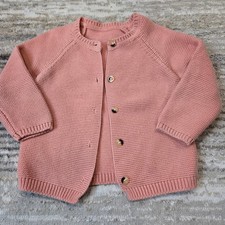 Vintage Handmade Crochet Knit Cardigan Sweater Girls Pink OOAK Toddler 4