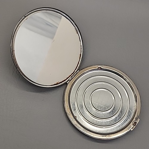 Vintage Estee Lauder Art Deco Makeup Compact Blue Gray Enamel Mirror Powder Case - Picture 8 of 10