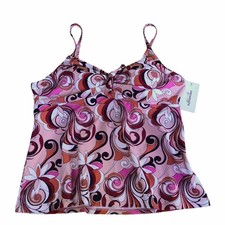 Swimsuits for All Swim Tankini Pink Floral Swirl Retro 16 C/D NWT