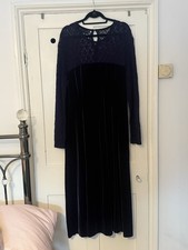 Alexon Women’s Evening Dress Size 18 Purple Velvet Lace Maxi Occasion Wedding
