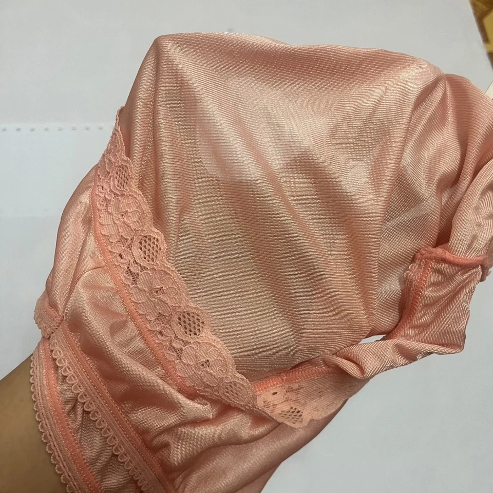 Bragas Bikini Vintage Nylon Encaje Corte Alto Calzoncillos Resbaladizos Doble Capa Entrepierna Foto 3 de 4