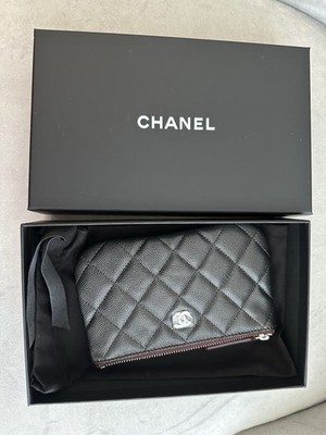 Chanel Classic O-Case Small Zipped Pouch - Black Caviar Silver