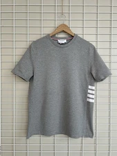 Thom Browne 4-Bar Tonal T-Shirt Mens Size 3 or M in Light Grey Short Sleeve