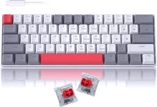 60% Mechanical Gaming Keyboard,Mixed Color grey white(red switch), white 