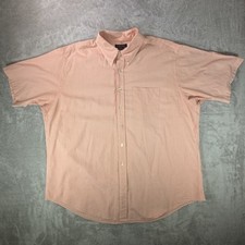 Brooks Brothers Orange Plaid Men Cotton Button Down Dress Shirt 2XL Short Sleeve