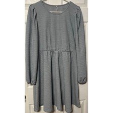 Sampeel Womens Dusty Blue Textured Long Sleeve Empire Waist Dress Size L NEW